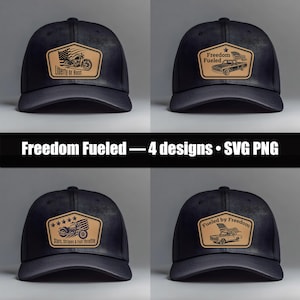 Fueled By Freedom Hat Patch Bundle SVG PNG | 4 Patriotic Leather Patch Designs