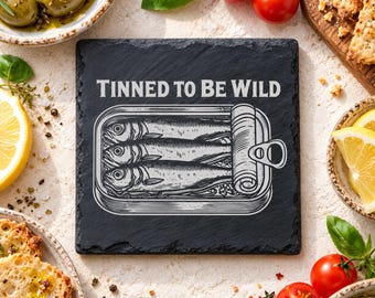 Tinned Fish Coaster SVG, Sardine Tin Design Laser Engraving, Funny Seafood Gift PNG