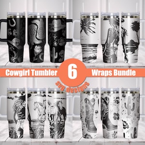 Cowgirl Western Seamless Tumbler Wrap Laser Svg Bundle, 40oz Tumbler Full Wrap Laser Svg, Laser Engraved Svg, Tumbler Laser File.