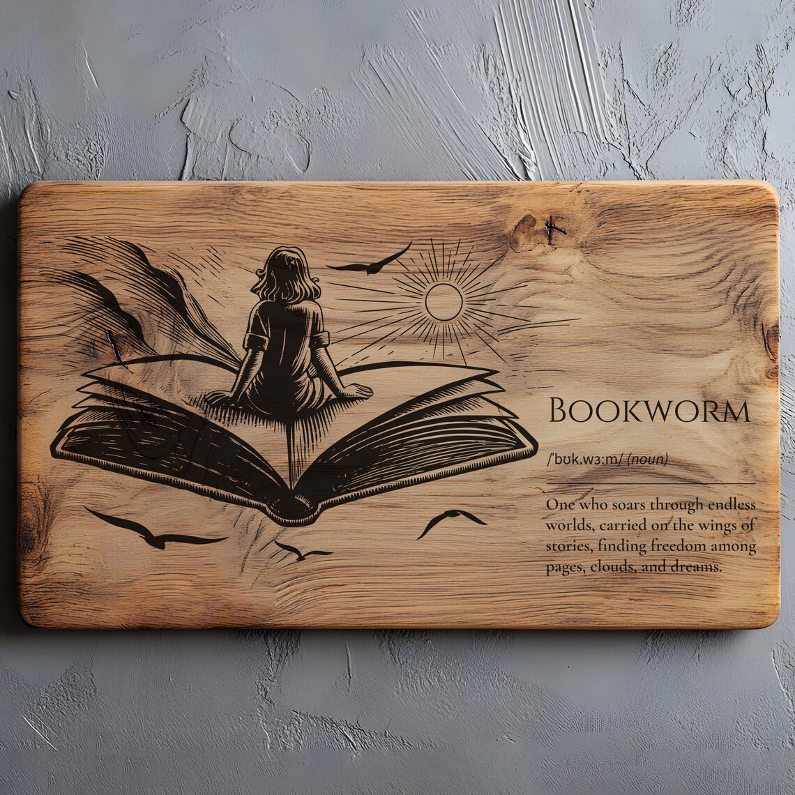 Bookworm Definition Sign SVG PNG, Dreamy Laser Engraved Wall Art, Gift ...