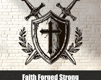 Armor of God SVG DXF, Christian Warrior Shield, Plasma Cut Wall Art