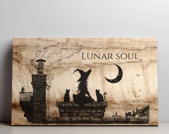 Tagliere Lunar Soul, salumi della strega, incisione laser SVG PNG, file SVG Lightburn Laser, cartello in legno, strofinaccio della strega in formato SVG