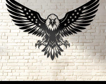 Patriotic Eagle Plasma DXF SVG | American Metal Wall Art Cut File | USA Eagle Sign