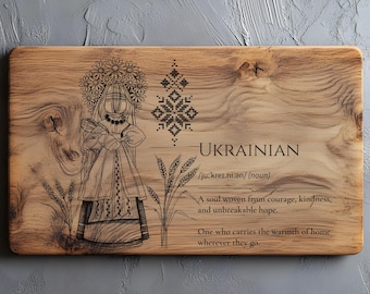 Ukrainian Definition Board SVG PNG, Ukrainian Gift, Motanka Doll, Charcuterie, Cutting Board, Lightburn Laser Svg, Ukrainian Decoration