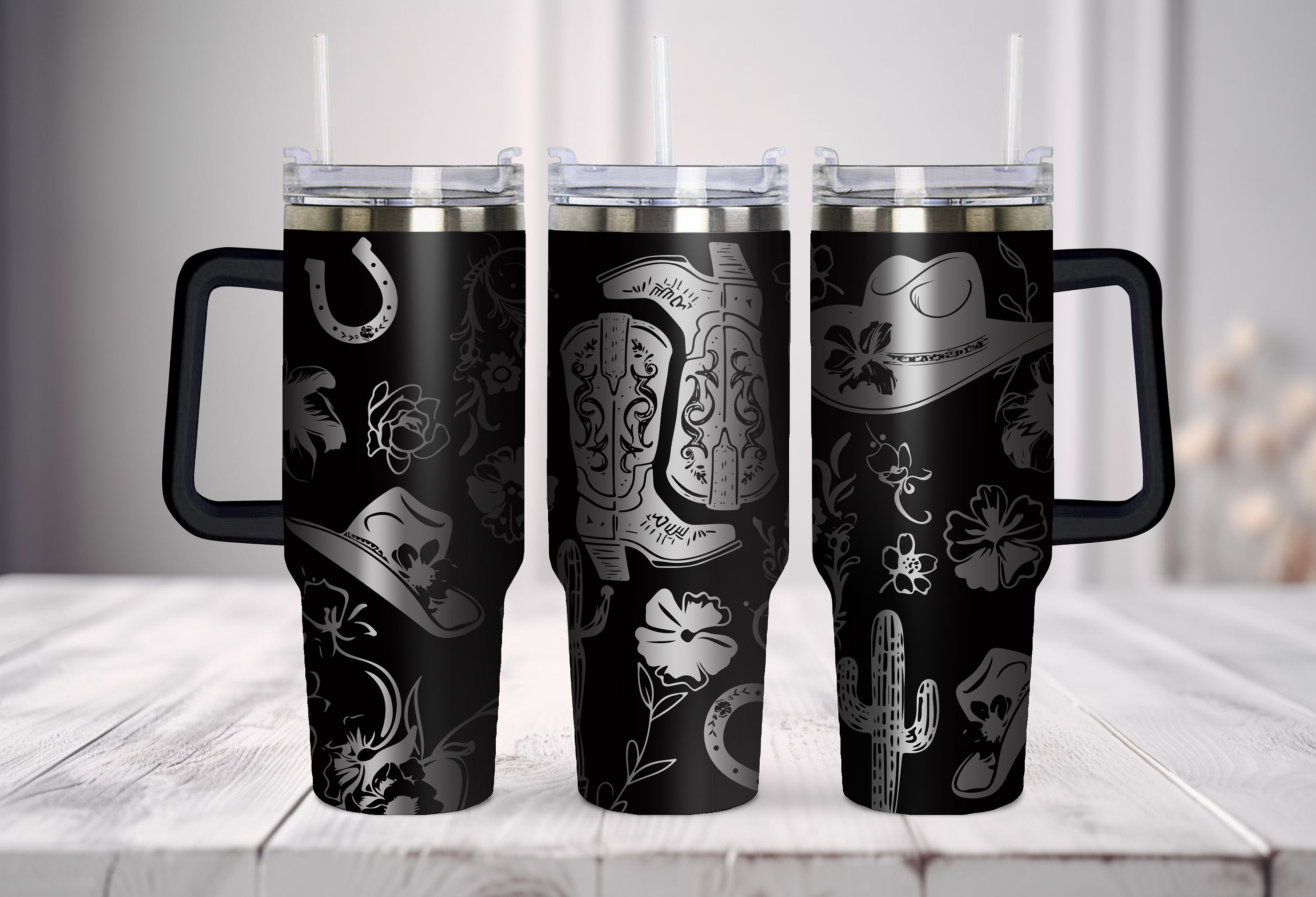 Cowgirl Western Seamless Tumbler Wrap Laser Svg Bundle, 40oz Tumbler ...