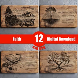 Faith SVG Laser File For Cutting Boards, Christian Bundle Wall Art, Cutting Board Template