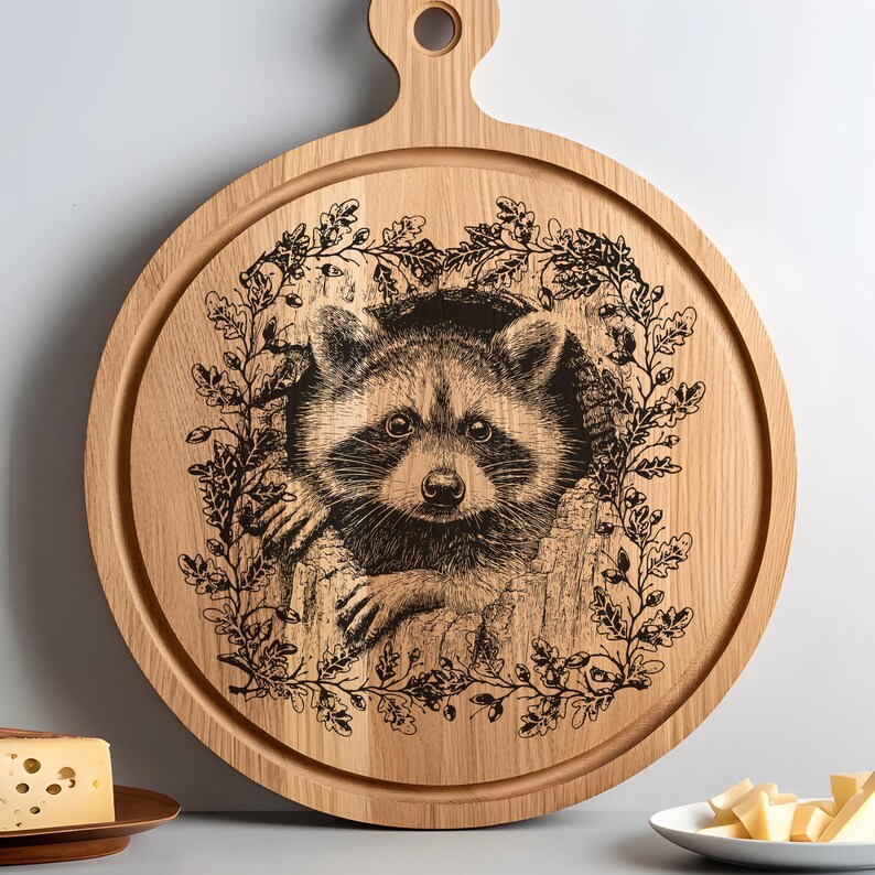 Raccoon in Tree Hollow SVG PNG, Woodland Animals Svg, Rustic Laser Cut ...