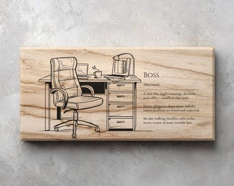 Boss-definitie SVG | Grappig managercadeau | Kantoormuurkunst | Boss Day-laserbestand | Directiebureaudecoratie | Bedrijfshumor, png