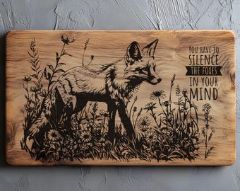 Fox Quote Charcuterie Cutting Board Laser Engrave SVG File, Fox Svg, Png, Lightburn Laser SVG File, Wood Sign, Woodland Animals Svg