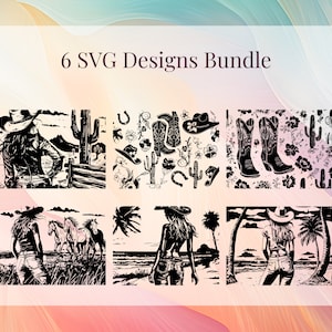 6 Cowgirl Tumbler SVG Bundle, Western Boots Horse 40oz Laser Engraving ...