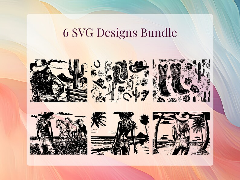 6 Cowgirl Tumbler SVG Bundle, Western Boots Horse 40oz Laser Engraving ...