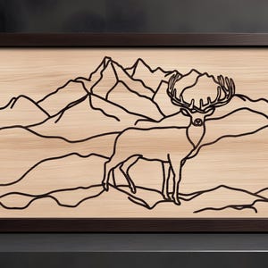 Deer Line Art SVG Signs Laser, Sun Catchers, Frame Decor. Line Art Signs. Glowforge, Laser Cutting, Nature Laser File, Digital Download