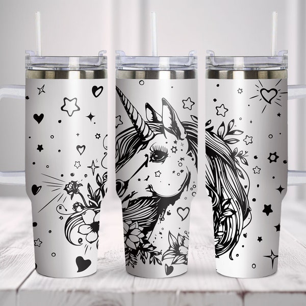 Unicorn Tumbler Wrap Laser Svg, Valentine 40oz Tumbler Full Wrap Laser Svg, Laser Engraved Svg, Tumbler Laser File, Laser Svg For Tumbler.