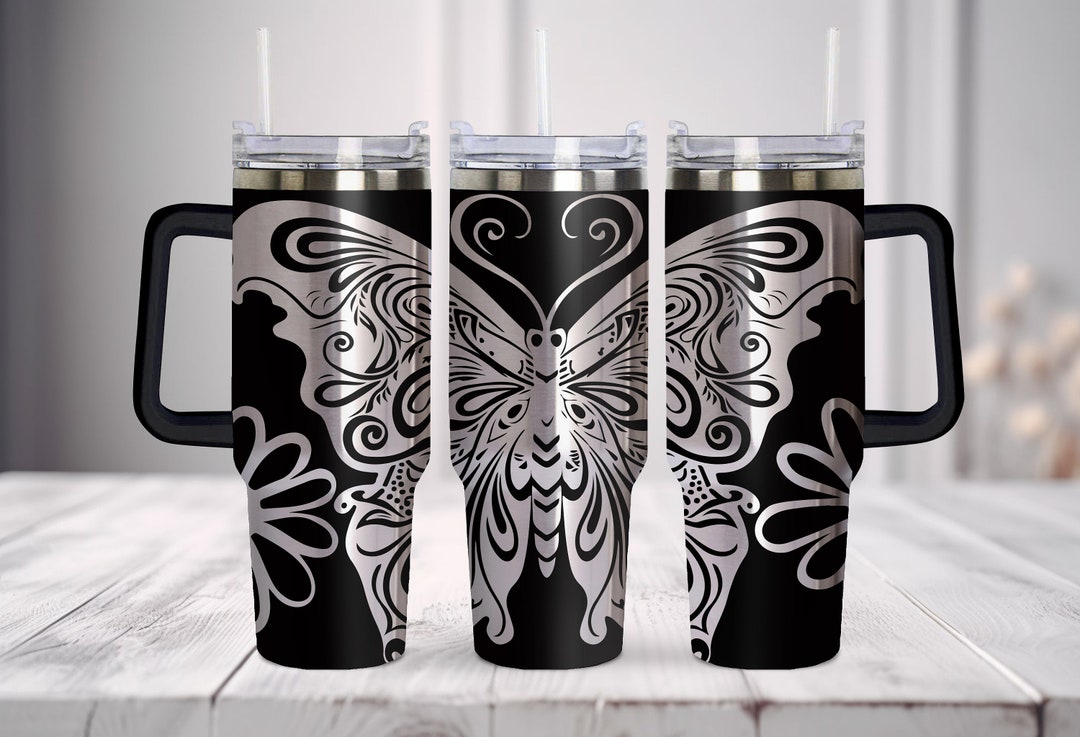 Butterfly Wrap for 40oz Tumbler, Laser Svg, 40oz Tumbler Full Wrap ...