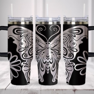 Butterfly Wrap for 40oz Tumbler, Laser Svg, 40oz Tumbler Full Wrap Laser Svg, Laser Engraved Svg, Tumbler Laser File, Laser Svg For Tumbler.