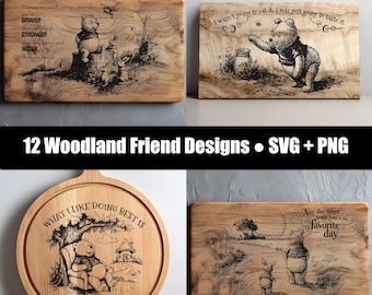 Inspirational Bear SVG PNG Bundle | Woodland Friend Quotes, Laser Engraving Designs