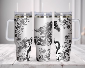 Horse Tumbler SVG. Tumbler Wrap Laser Svg, 40oz Tumbler Full Wrap Laser Svg, Laser Engraved Svg, Tumbler Laser File, Stanley 40oz Tumbler.