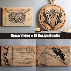 Nordisk Viking SVG-paket, nordisk mytologigravyr, runkonst, skandinaviska laserdesigner