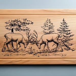 Deer Hunting Cutting Board, Charcuterie Laser Engrave SVG File, Buck Svg, Png, Lightburn Laser SVG File, Wood Sign