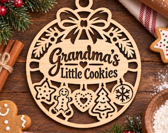 Grandma's Little Cookies SVG DXF, Gingerbread Ornament Laser File, Christmas Gift Keepsake