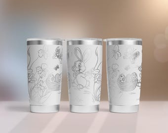 Osterhase Tumbler SVG Wrap Laser, 20 Unzen Tumbler Full Wrap, Laser gravierte SVG, 20 Unzen Laser-Datei-Design. Laser Aufhänger für Tumbler.