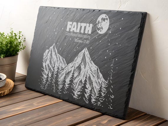 Faith Can Move Mountains SVG, Matthew 17:20, Christian Slate