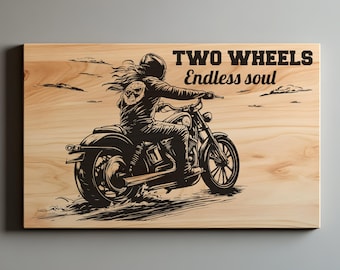 Motorcycle Rider SVG PNG | Two Wheels Quote Laser Engraving File | Biker Gift