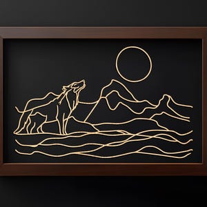 Wolf Line Art SVG Signs Laser, Sun Catchers, Frame Decor. Line Art Signs. Glowforge, Laser Cutting, Nature Laser File, Digital Download
