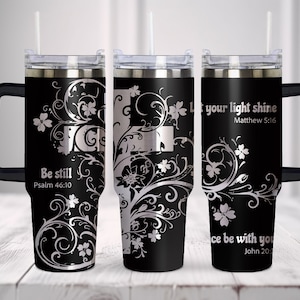 Pretty Cross SVG Stanley Tumbler Wrap, 40oz Tumbler Full Wrap Laser Svg, Laser Engraved Svg, Tumbler Laser File, Laser Svg For Tumbler.