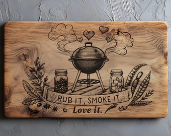 BBQ-SVG-png-bestand | Rub Smoke Repeat, Grill Master-snijplanklaserbestand