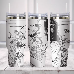 Golden Retriever Dog Mom Tumbler Laser Svg, 40oz Tumbler Full Wrap Laser Svg, Laser Engraved Svg, Tumbler Laser File. SVG Files for Cricut