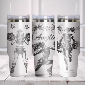 Custom Engraved Skinny Tumbler With Stainless Steel Straw/cheer...