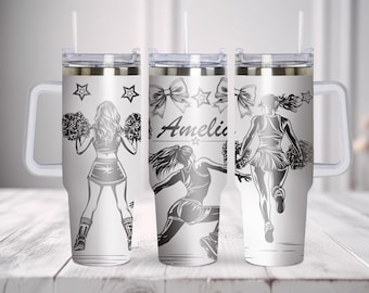Customisable Cheerleader Tumbler SVG. Seamless Tumbler Wrap Laser Svg 40oz Tumbler Svg, Laser Engraved Svg, Cheerleader Personalized Gifts
