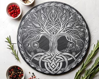 Tree Of Life Slate Coaster Engraving SVG, PNG, Celtic Slate Board, Cutting Board Engraving, Celtic Lovers Knot, Slate Cheese Boards