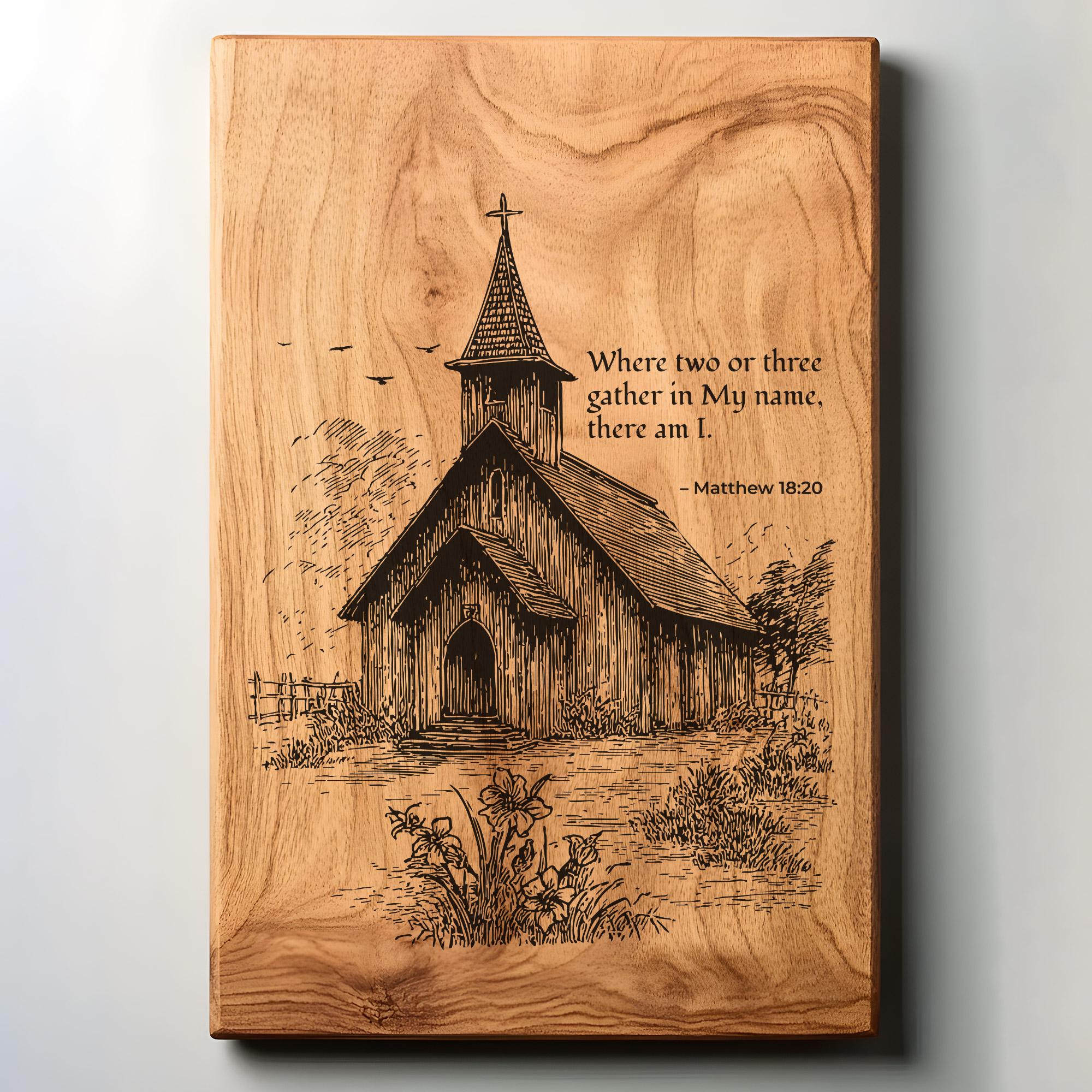 Matthew 18:20 SVG, Church Signs Laser Engraved, Vintage Chapel, Faith ...