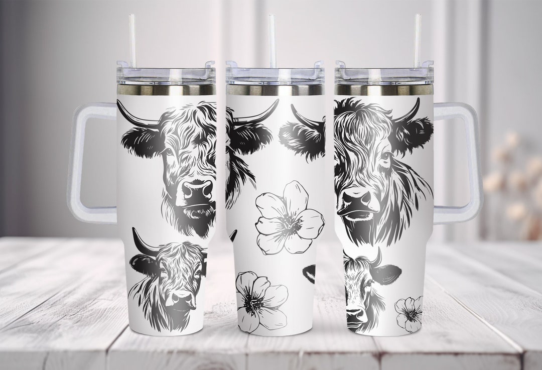 40oz Cow Tumbler Wrap Laser Svg, 40oz Tumbler Full Wrap Laser Svg ...
