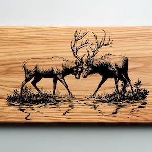 Buck Hunting Cutting Board, Charcuterie Laser Engrave SVG File, Deer svg, png, Lightburn Laser SVG File, Wood Sign