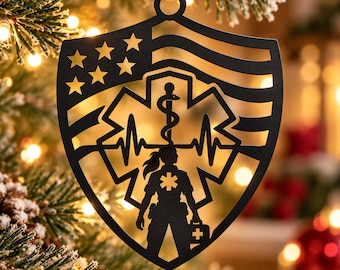 Female EMT Ornament SVG DXF | Paramedic Christmas Cut File, First Responder Gift