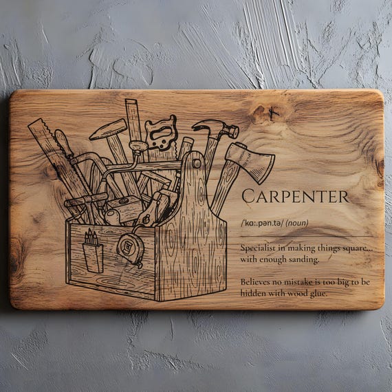 Carpenter Definition Sign SVG, PNG, Funny Carpenter Gift, Woodworker Toolbox Decor, Laser Engraved Wooden Board, Gift For Woodworkers