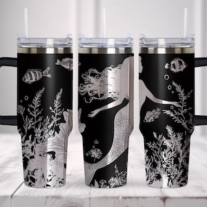 Mermaid SVG Seamless Tumbler Wrap , Sea Witch 40oz Tumbler Full Wrap, Laser Engraved Svg, Tumbler Laser File, Laser Svg Tumbler