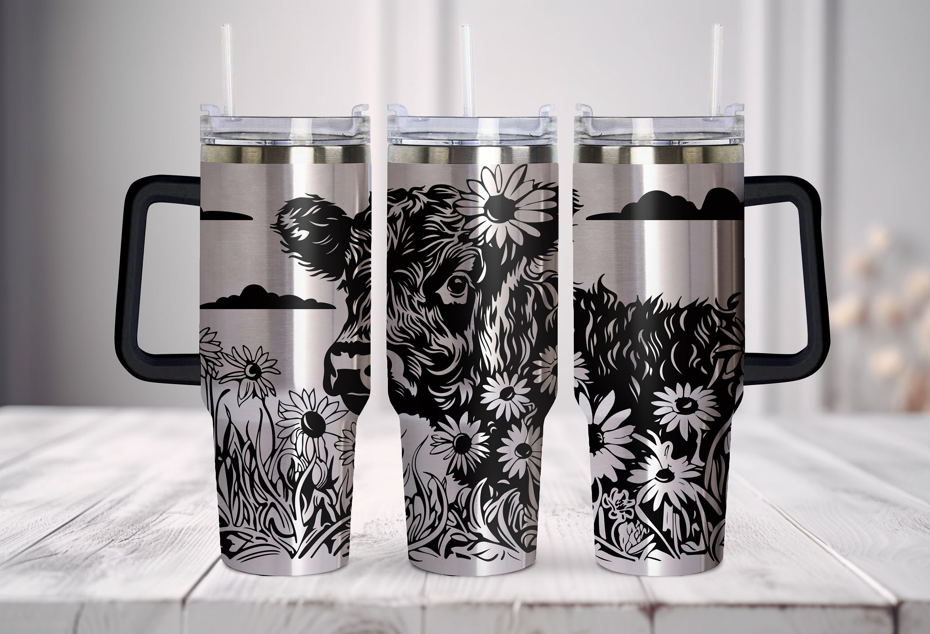 Highland Cow 40 Tumbler Wrap Laser SVG. 40oz Laser Engraved Tumbler ...