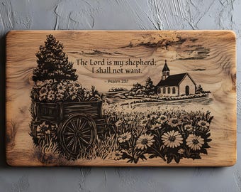 Psalm 23 SVG PNG | The Lord Is My Shepherd Laser Engraving File | Christian Farmhouse Wall Decor