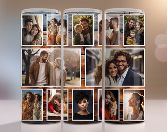 12 photo tumbler Design Sublimation. Make Your Own Photo Frame Tumbler 30oz and 20oz Quencher Wrap. Instant Digital Download PNG