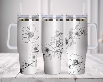 Spring Flowers Tumbler Laser Svg, 40oz Tumbler Full Wrap Laser Svg, Laser Engraved Svg, Tumbler Laser File, Laser Svg For Tumbler.