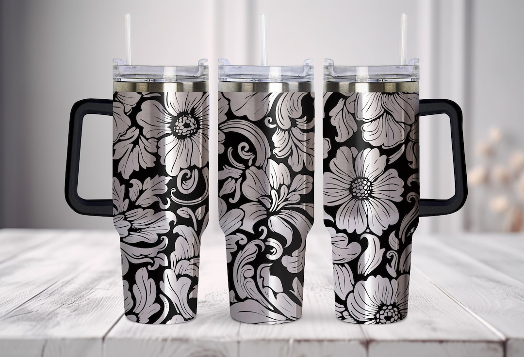 Western Floral Tumbler Wrap SVG | 40oz Cowgirl Laser Engraving File ...