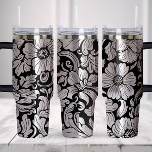 Western Flowers Tumbler Wrap Laser Svg, Seamless 40oz Tumbler Full Wrap Laser Svg, Laser Engraved Svg, Tumbler Laser File.