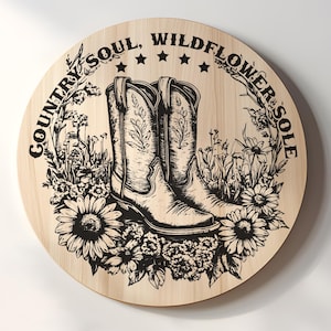 Country Soul Charcuterie Cutting Board Laser Engrave SVG, PNG, Western Cutting Boards, Lightburn Laser File, Wood Sign, Western Coaster SVG
