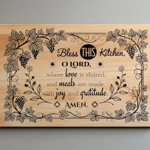 Bless This Kitchen Cutting Board, Charcuterie Laser Engrave SVG File, Christian  Kitchen Decor Signs Svg, Png Lightburn Laser SVG, Wood Sign