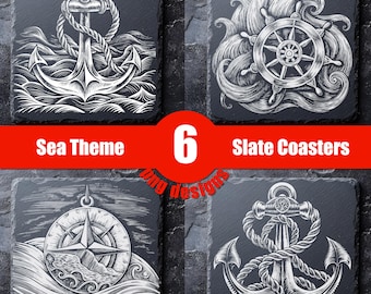 Sailor Slate Coaster SVG, PNG Bundle, Navy Coasters Engraving, Png Slate Board, Board Engraving, Coaster Bundle Svg, Bundle Slate Coaster.