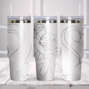 Dog Mom Line Art Tumbler Laser Svg, 40oz Tumbler Full Wrap Laser Svg, Laser Engraved Svg, Tumbler Laser File. SVG Files for Cricut